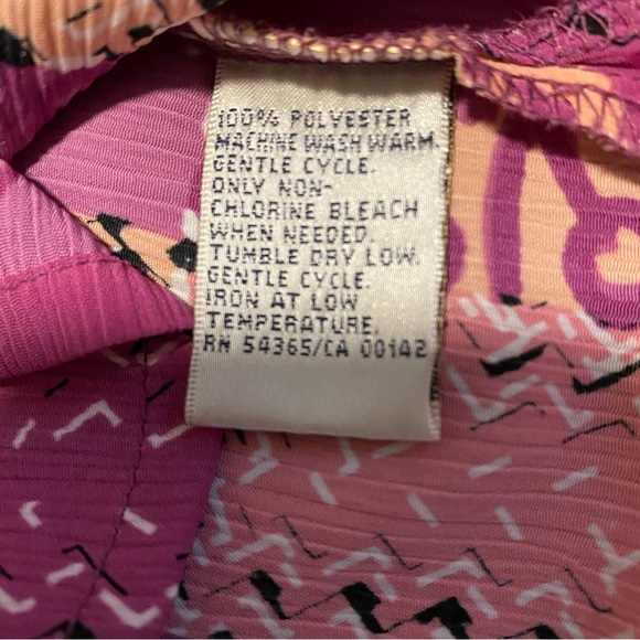 ALLISON DALEY Button Down Shirt 3/4 Sleeve Pink Purple Patchwork Size 12 Petite - Picture 7 of 7